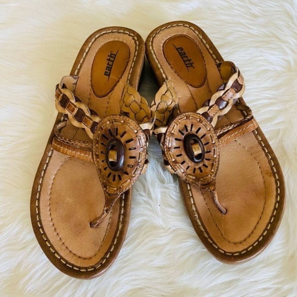 Earth Gale Alpaca braided leather thong sandals, Sz. 8.5